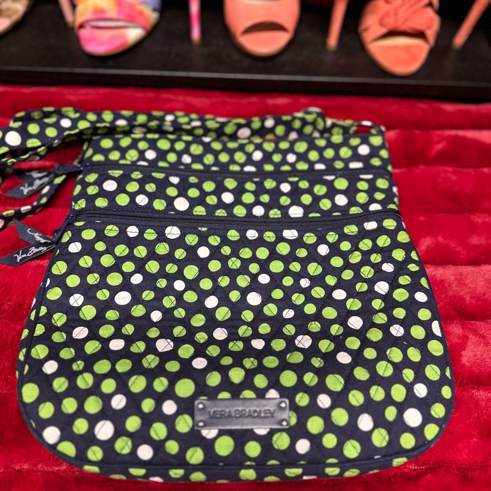 Vera Bradley Hipster Crossbody - Lucky You (Navy & Green Polka Dots)